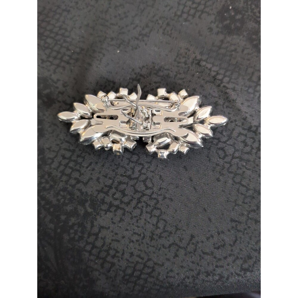 Vintage Duette 1930's Fur Sweater Clips Clear Crystal Rhinestone Brooch